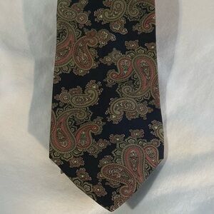 VTG Tattersall Classic Paisley Men's Tie in Black and Green Silk Italy USA 56”
